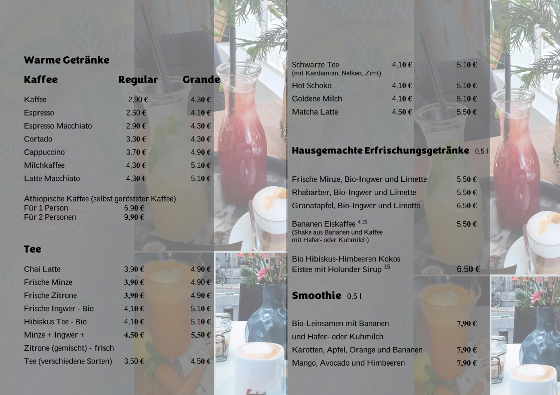 Speisekarte, Azalye Café - Frankfurt am Main