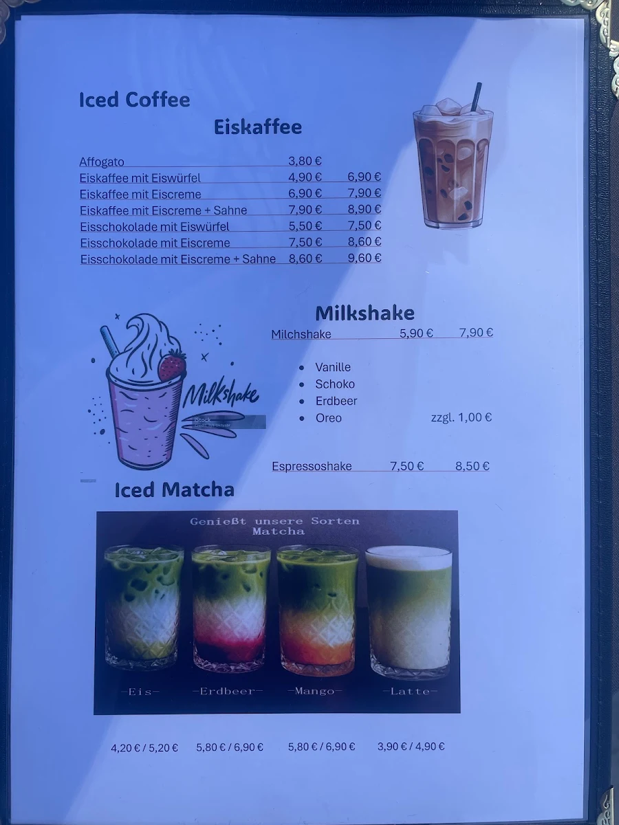 Speisekarte, Café am Park