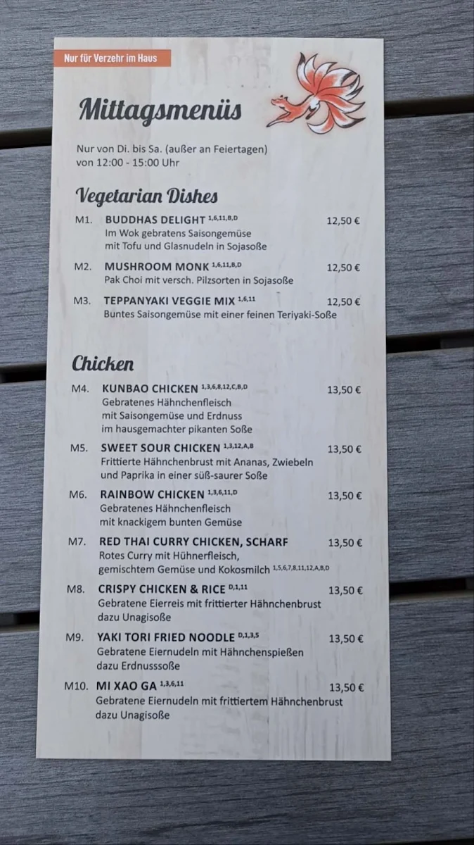 Speisekarte, Kitsune Sushi&Grill