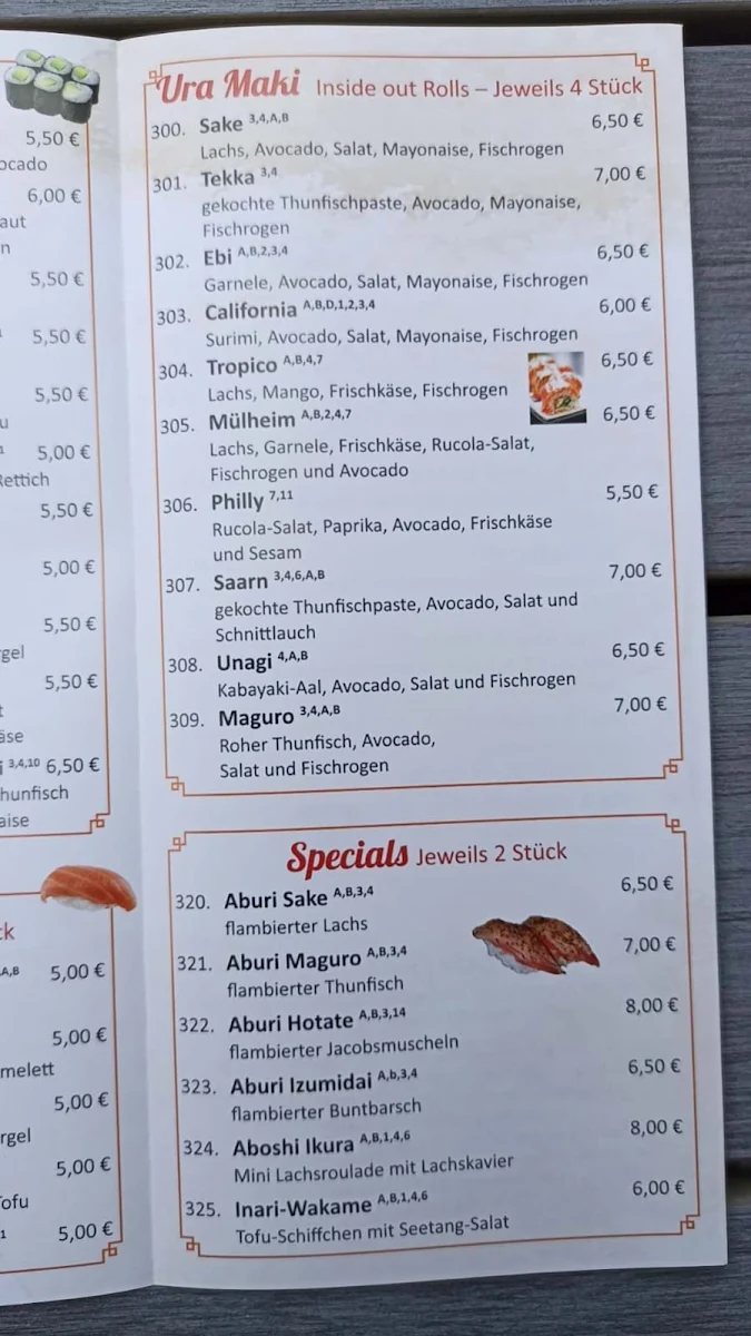 Speisekarte, Kitsune Sushi&Grill