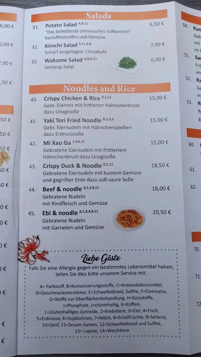 Speisekarte, Kitsune Sushi&Grill