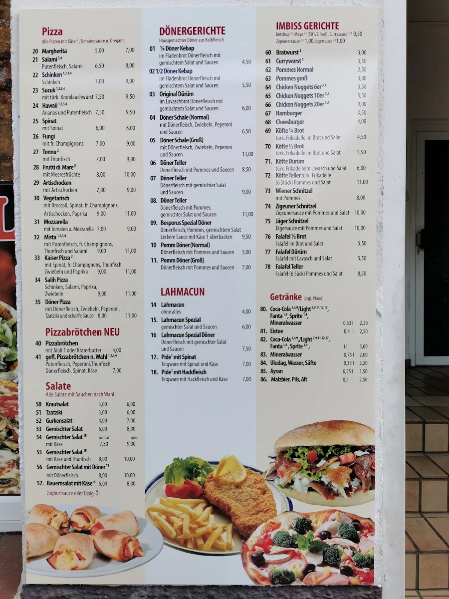 Speisekarte, Bosporus-Grill
