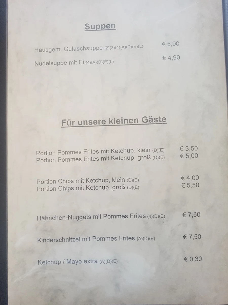 Speisekarte, Zum Wyhlemer Kickerstüble Frank Köllner - Grenzach-Wyhlen