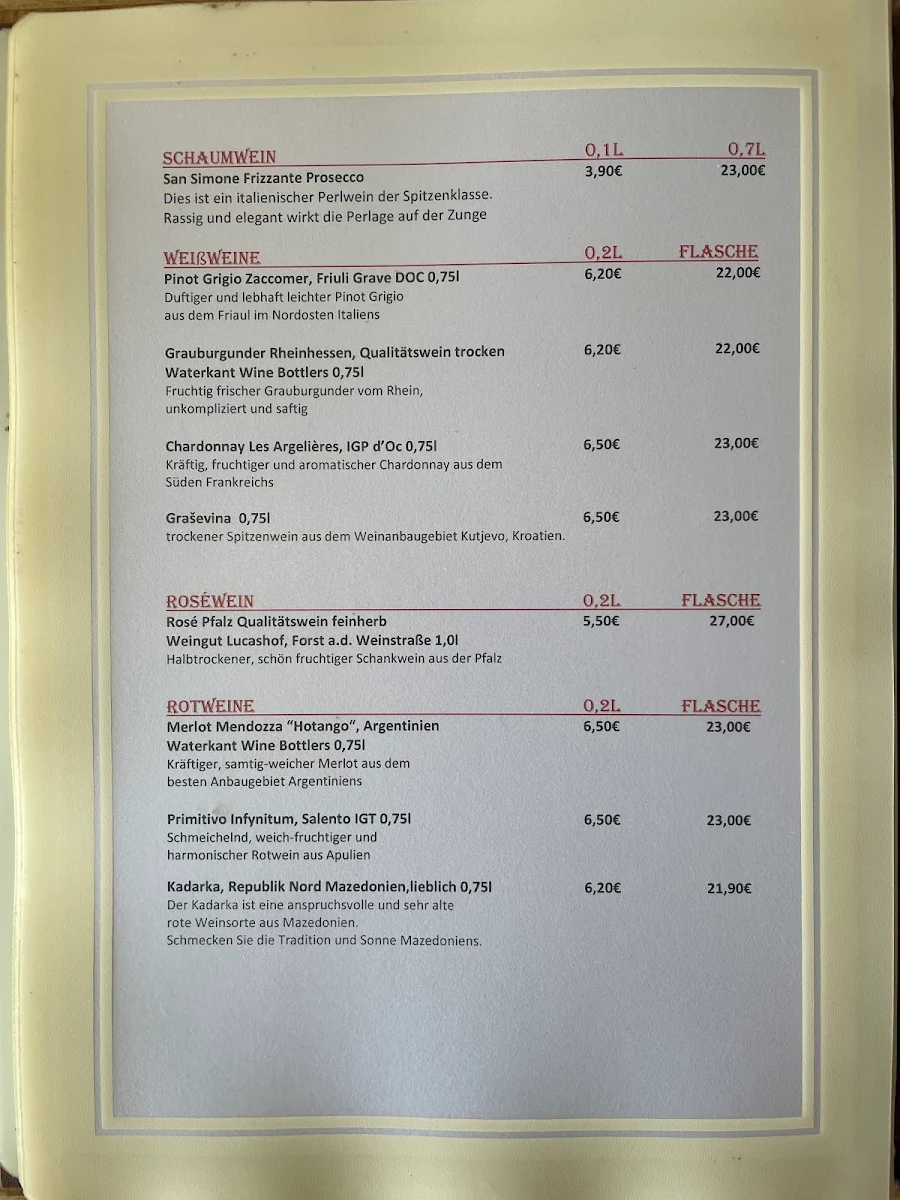 Speisekarte, Tunici Restaurants 12 Apostel