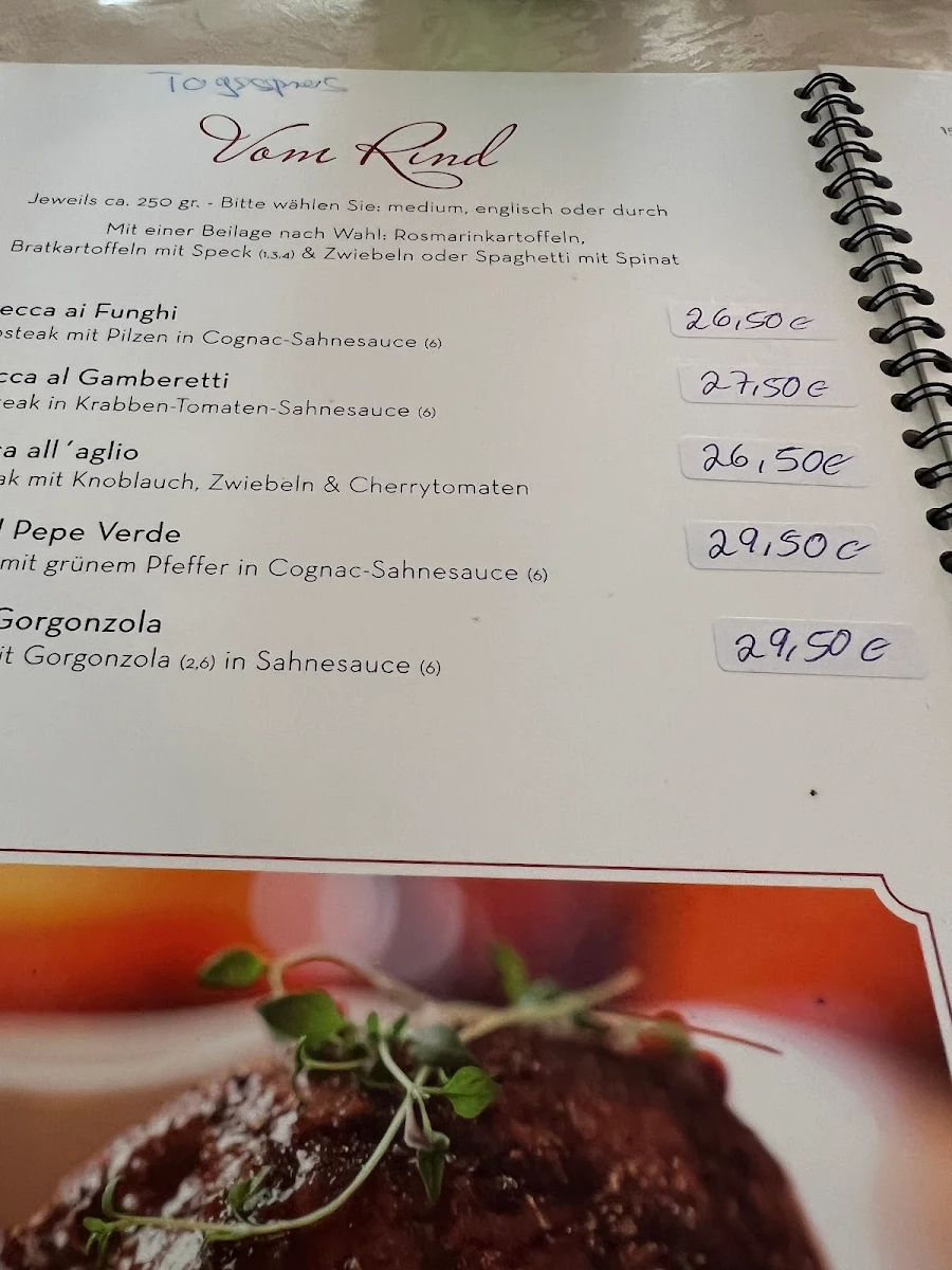 Speisekarte, Ristorante Bellini