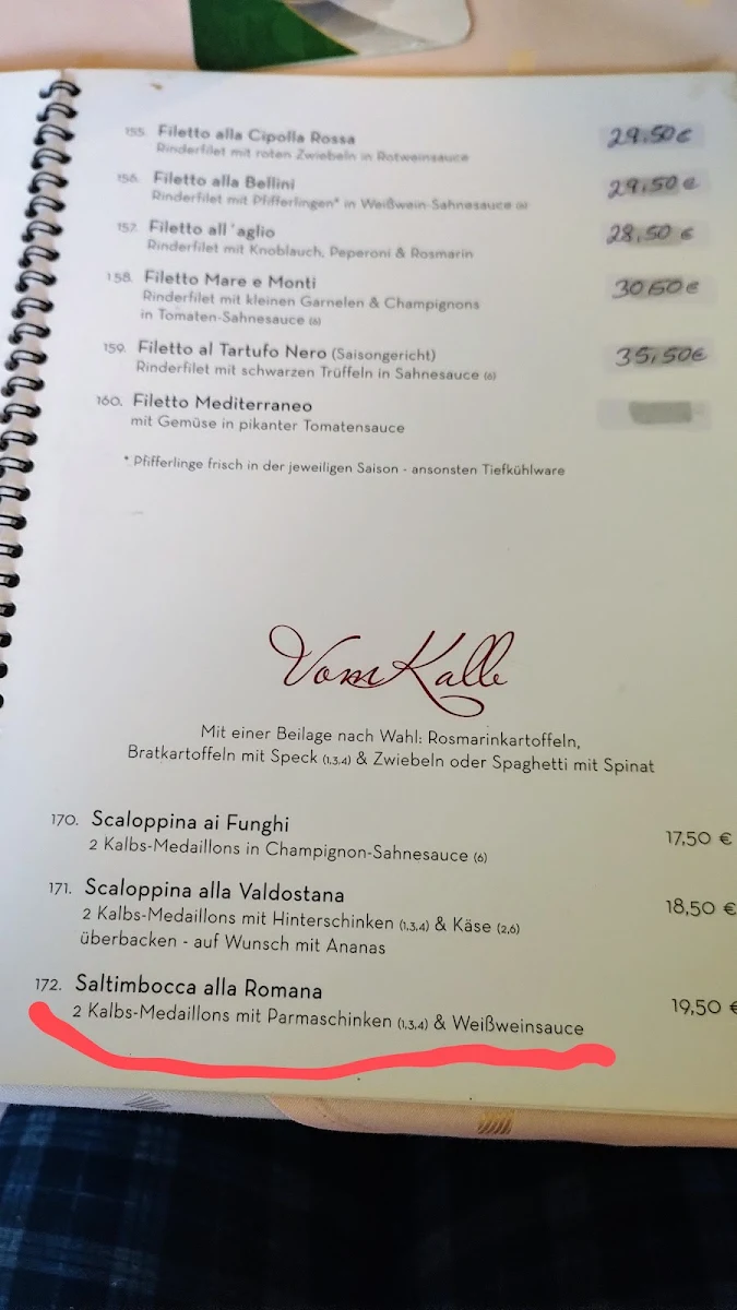 Speisekarte, Ristorante Bellini