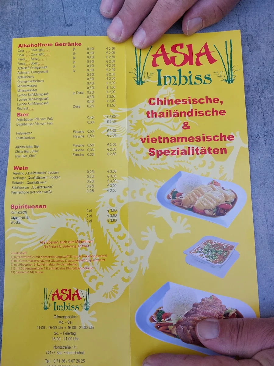 Speisekarte, Asia Imbiss