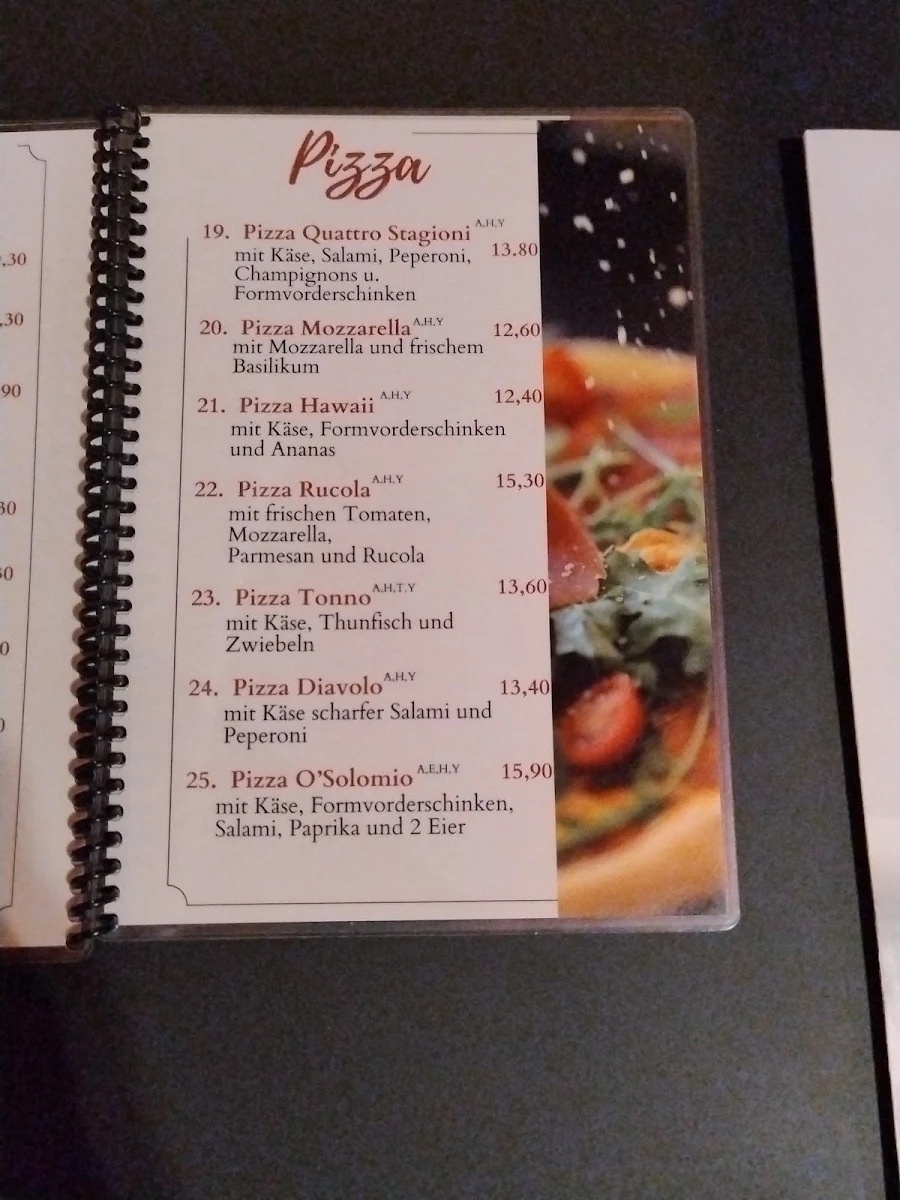 Speisekarte, Pizzaria Rossini
