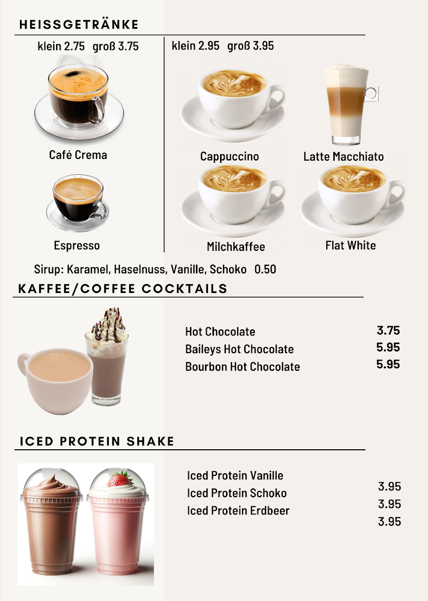 Speisekarte, Cookies & Cream