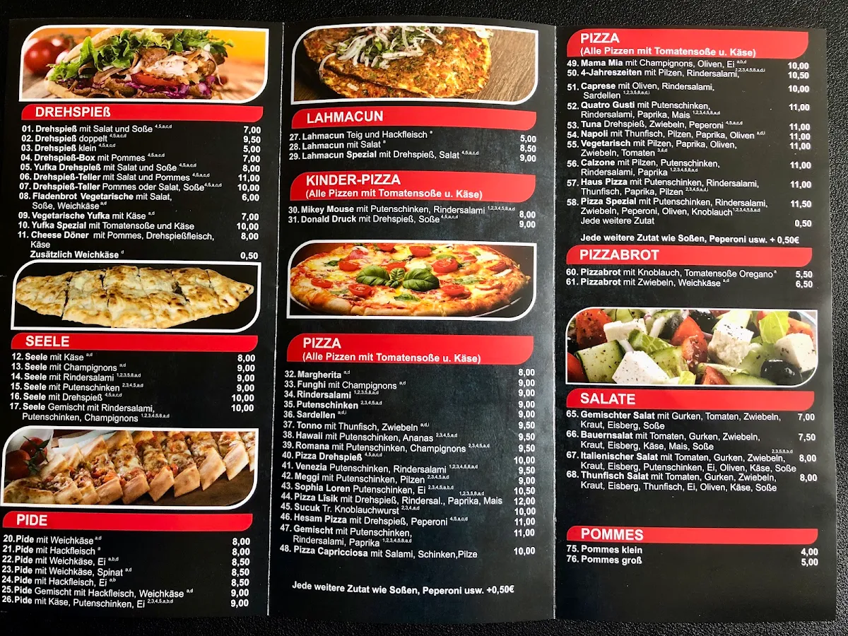 Speisekarte, Pizza und Kebap Haus Bad Rappenau