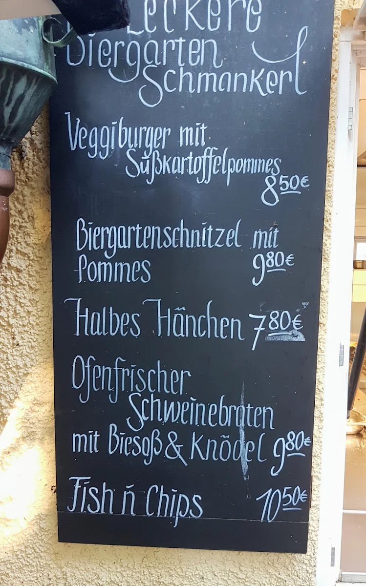 Speisekarte, Riegele Biergarten