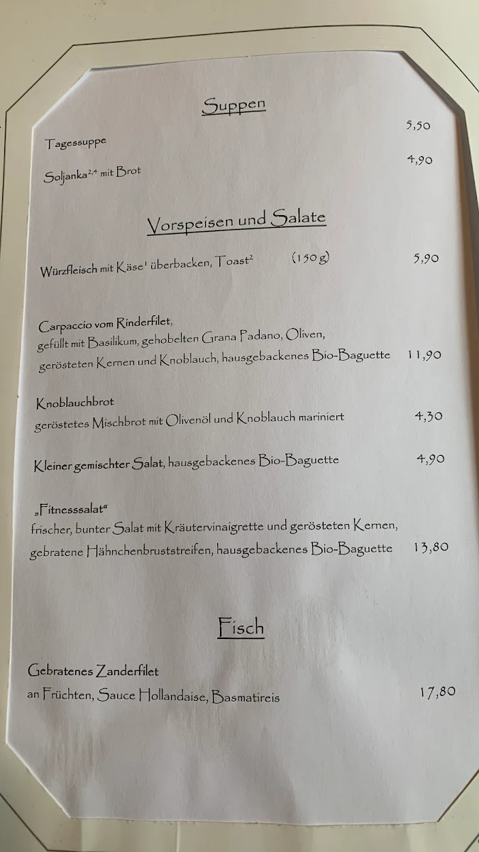 Speisekarte, Wirtshaus Im Ehrental
