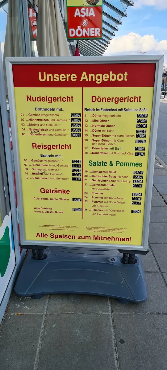 Speisekarte, Asia-Imbiss Döner GmbH