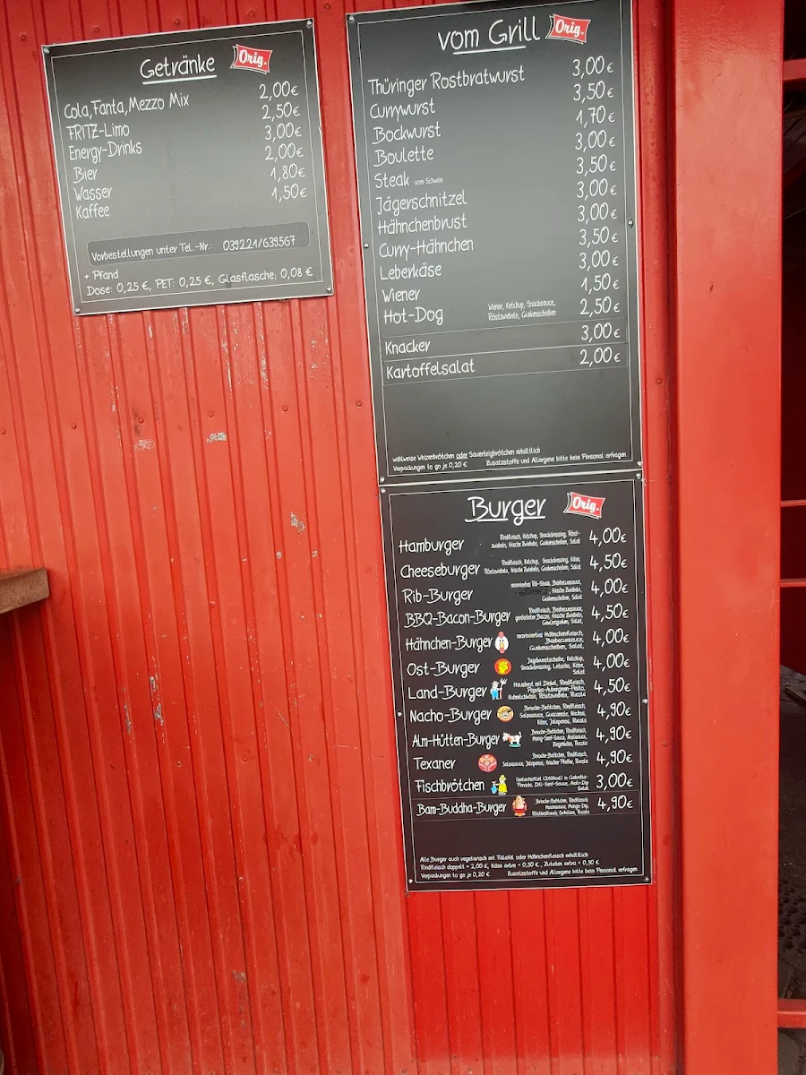 Speisekarte, Orig. Thüringer Rostbratwurstgrill
