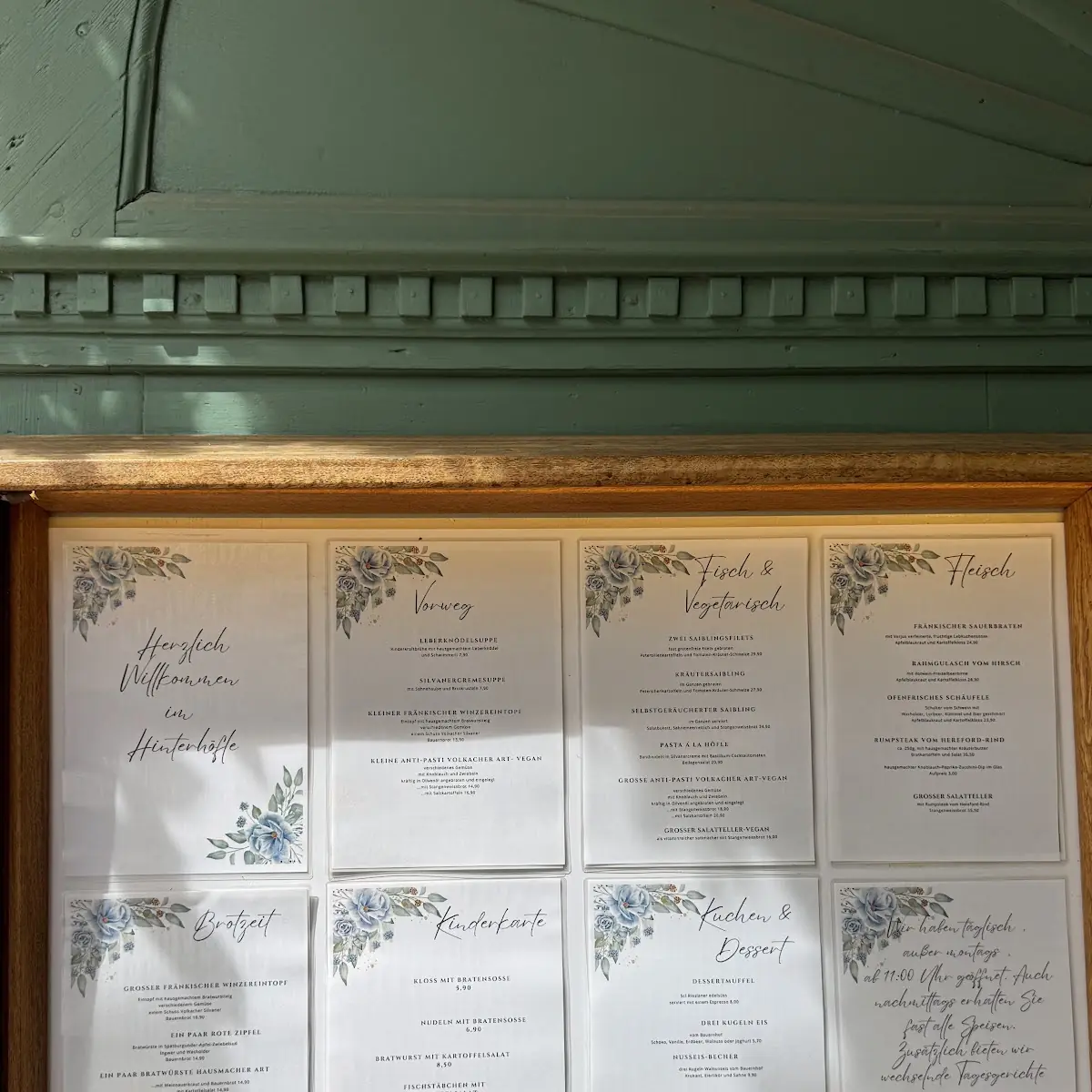 Speisekarte, Hinterhöfle, Wein-, Biergarten & mehr