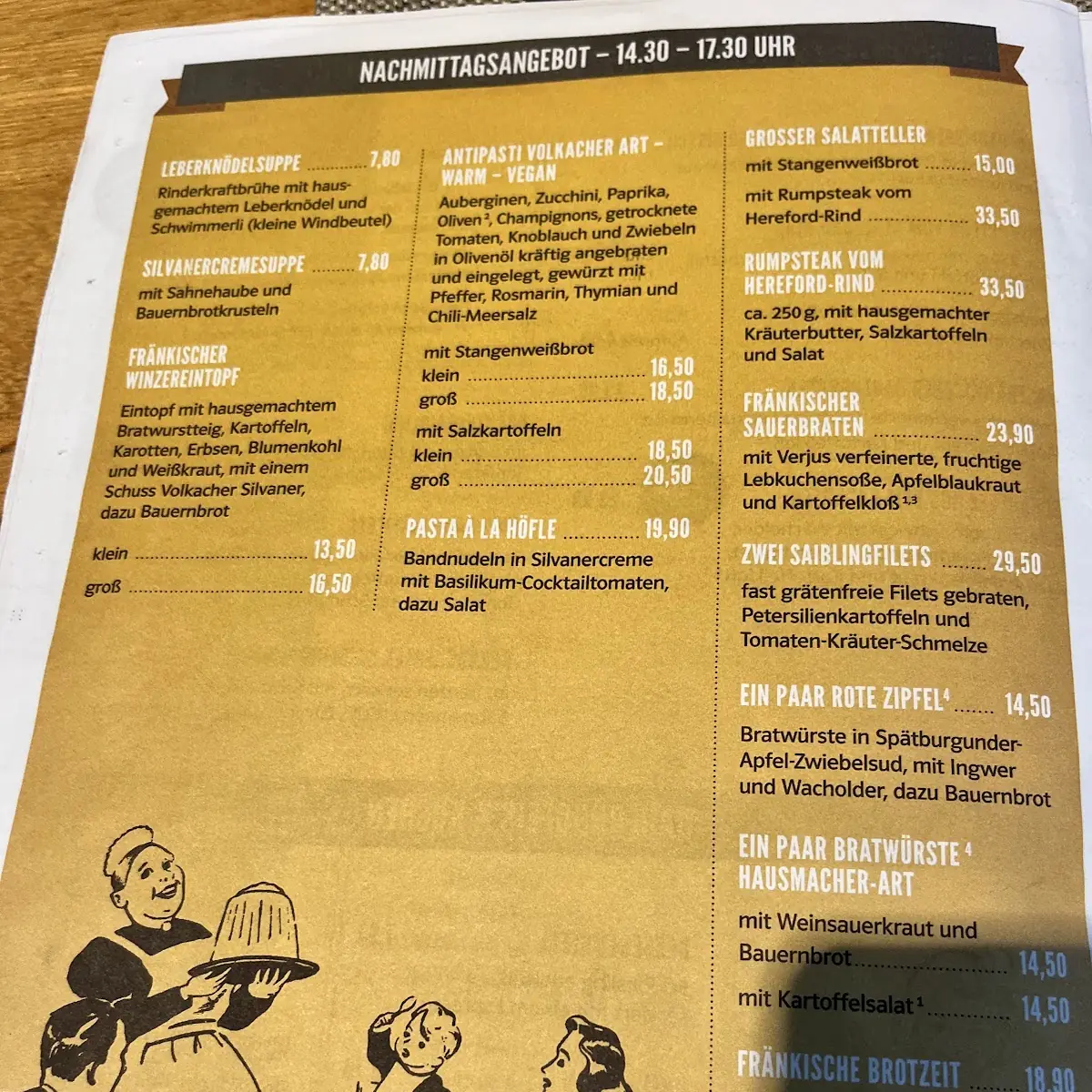 Speisekarte, Hinterhöfle, Wein-, Biergarten & mehr