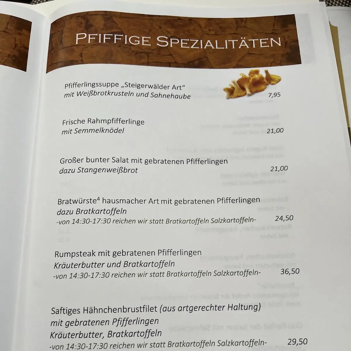 Speisekarte, Hinterhöfle, Wein-, Biergarten & mehr