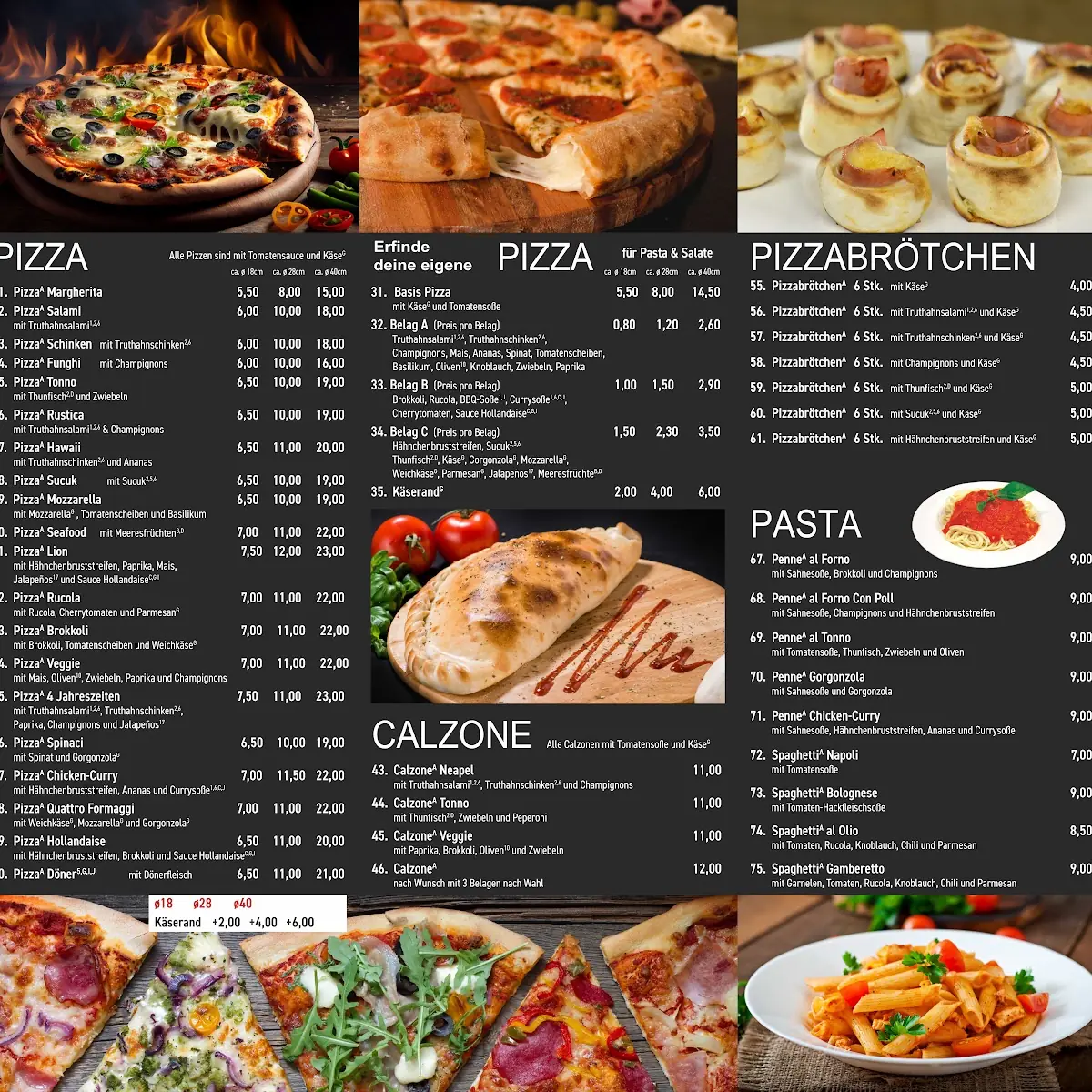 Speisekarte, Lion Pizza Pasta Bürger & more