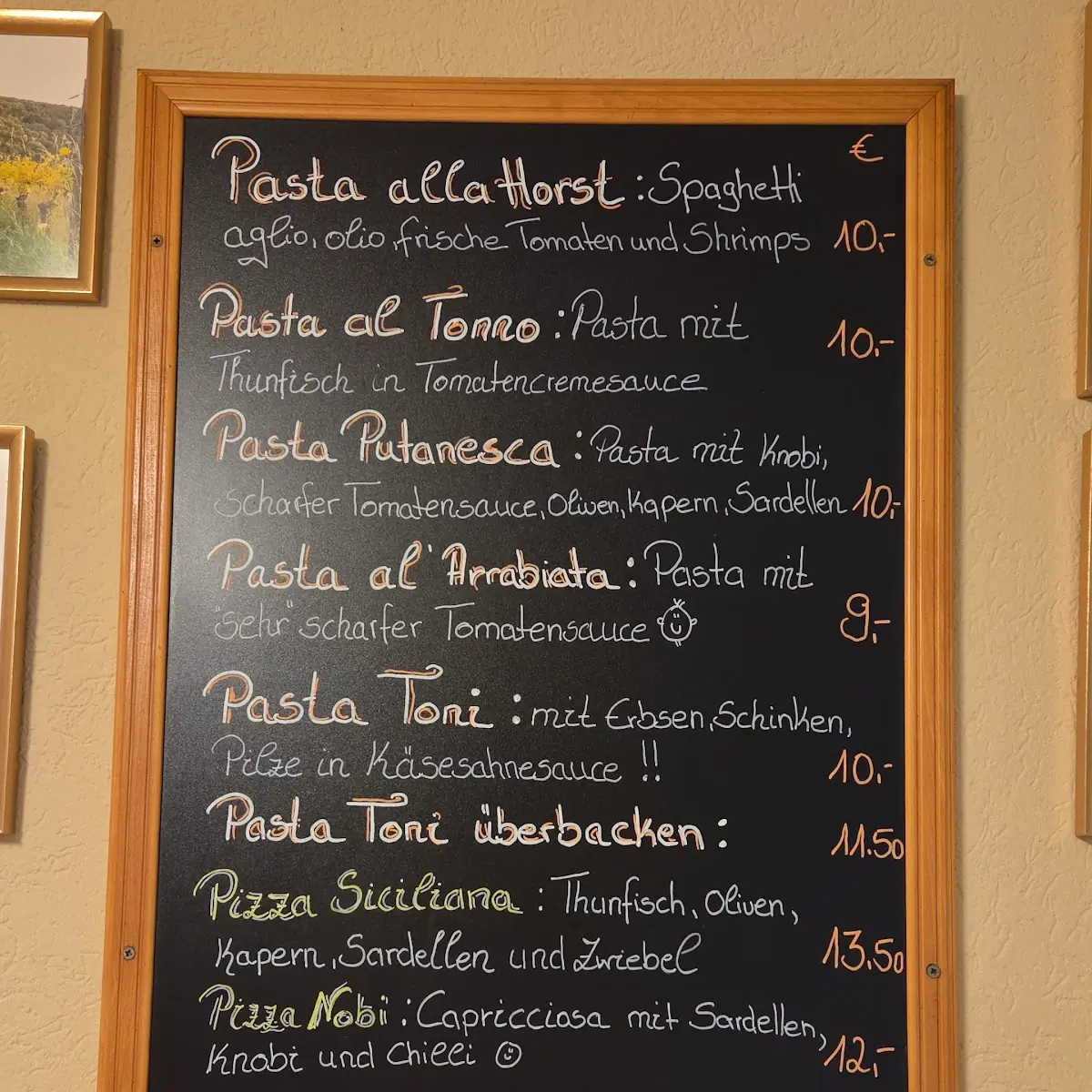 Speisekarte, Pizzeria Bella Italia