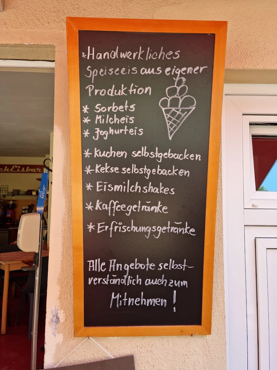 Speisekarte, Mocca Milch Eisbar