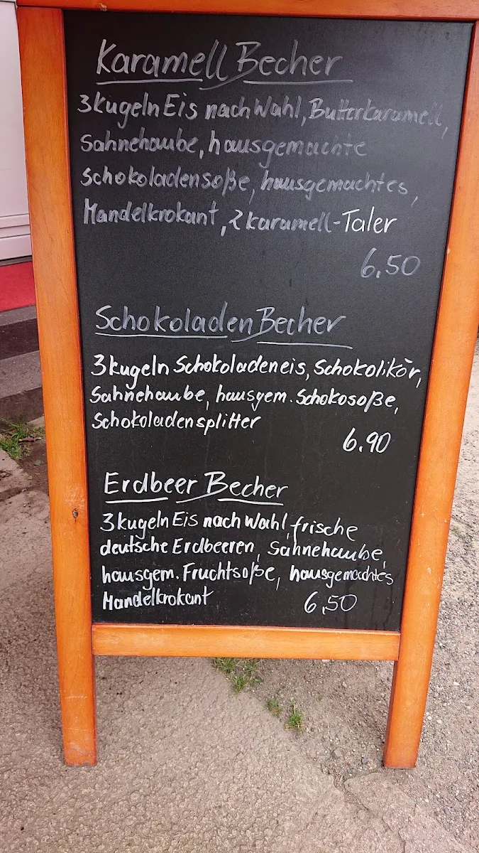 Speisekarte, Mocca Milch Eisbar