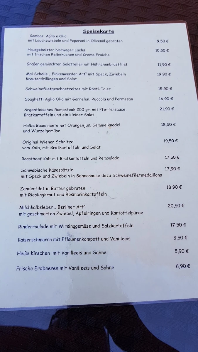 Speisekarte, Schevener Hof