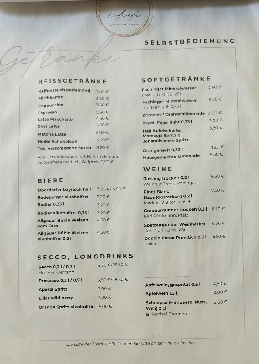 Speisekarte, Heckelmann Familienhof - Spargel, Erdbeeren, Kürbisse, Hofcafe "Altes Zollhaus"