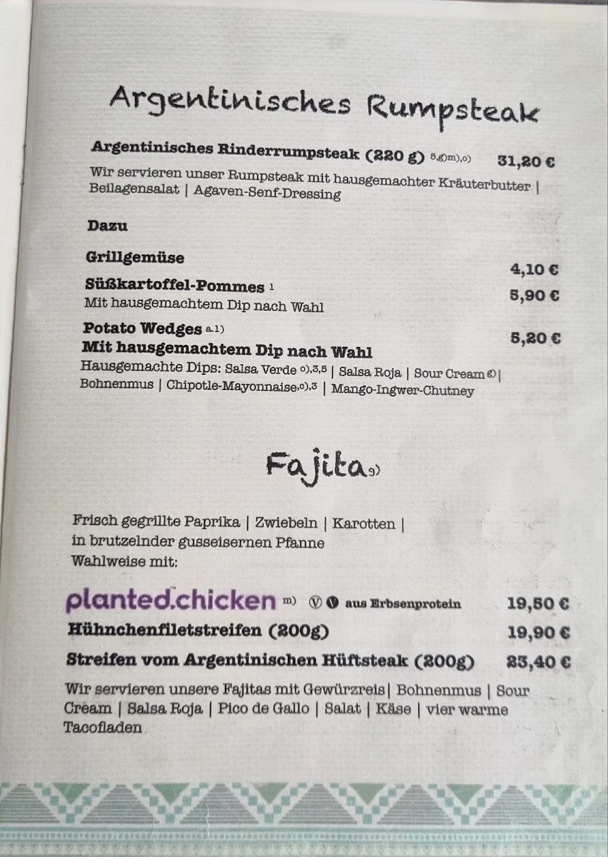 Speisekarte, El Burro