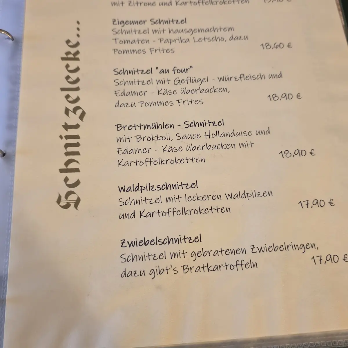 Speisekarte, Rätzens Brettmühle