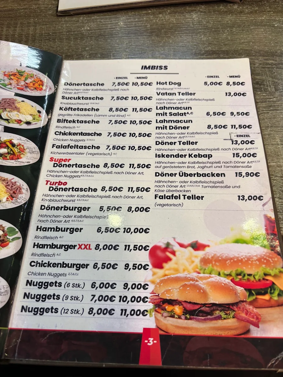 Speisekarte, Vatan Kebap Haus