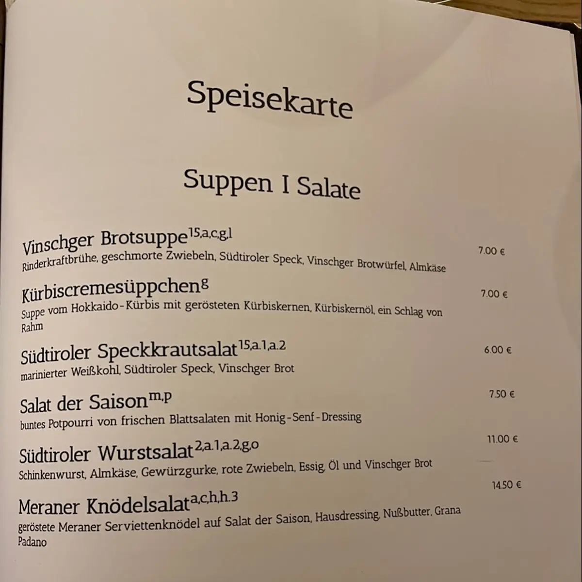 Speisekarte photo 1