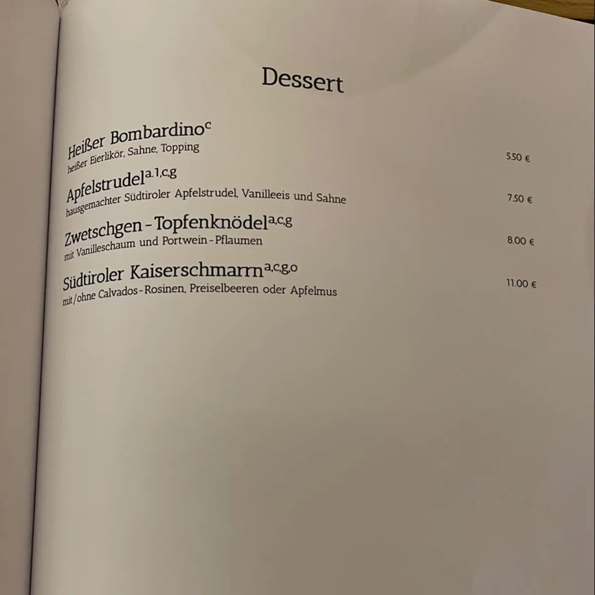 Speisekarte photo 2