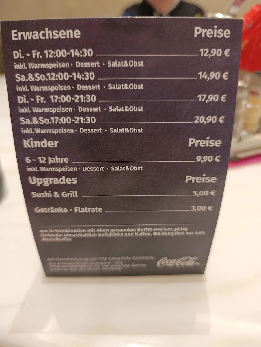 Speisekarte, Panda Royal