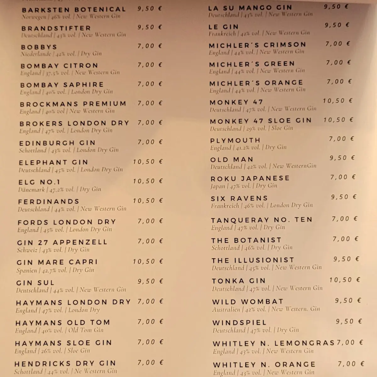Speisekarte, FERDINANDS Restaurant