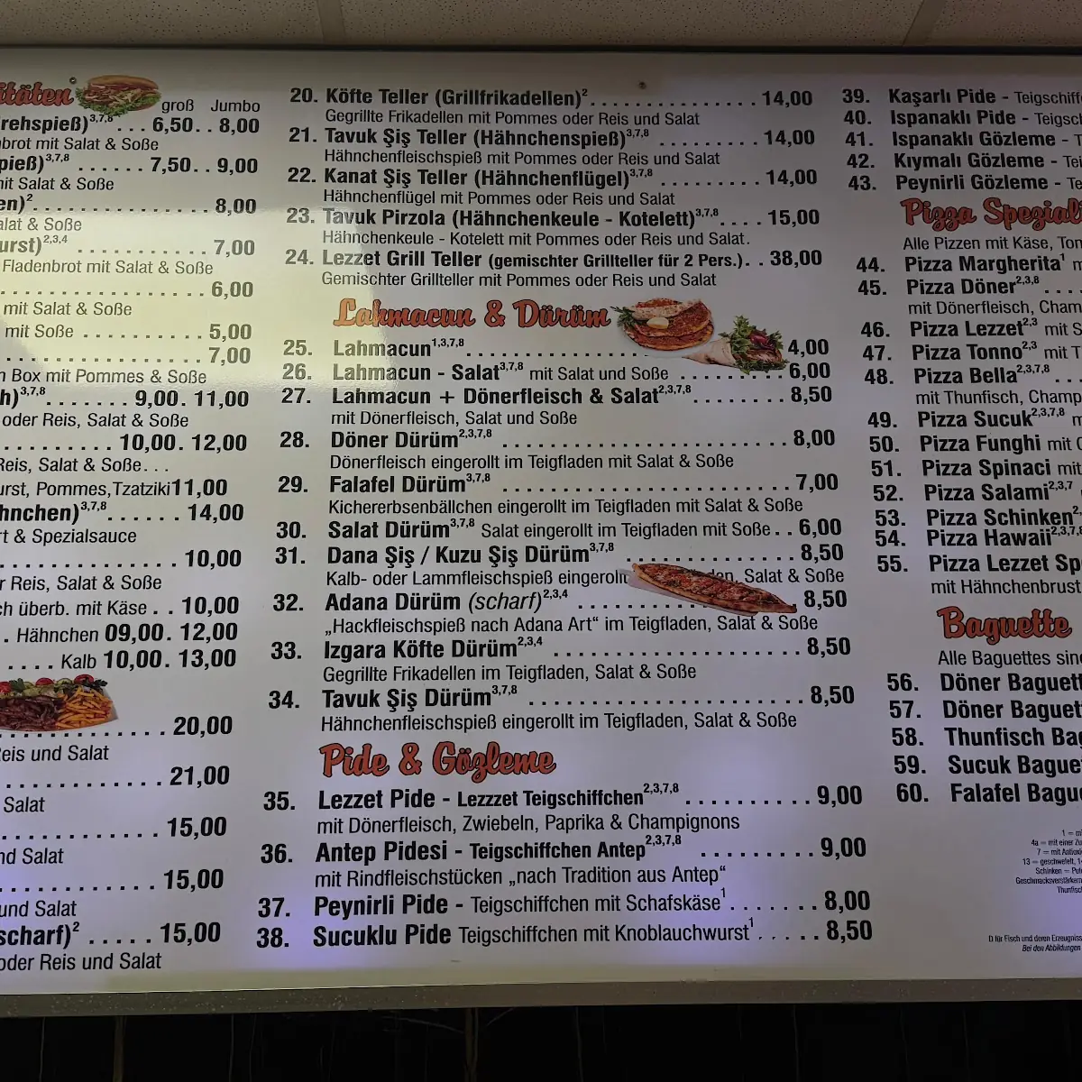 Speisekarte, Lezzet Kebap Haus Castrop-Rauxel