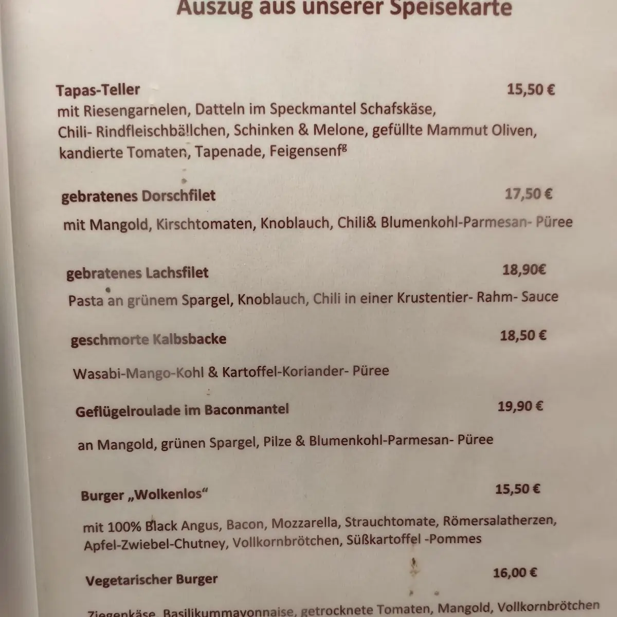 Speisekarte photo 1