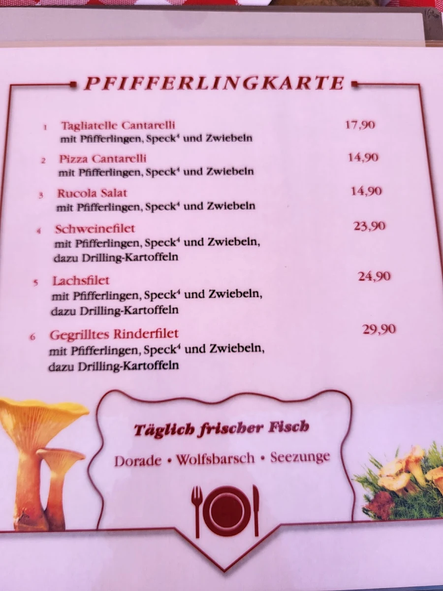 Speisekarte, Trattoria Olio