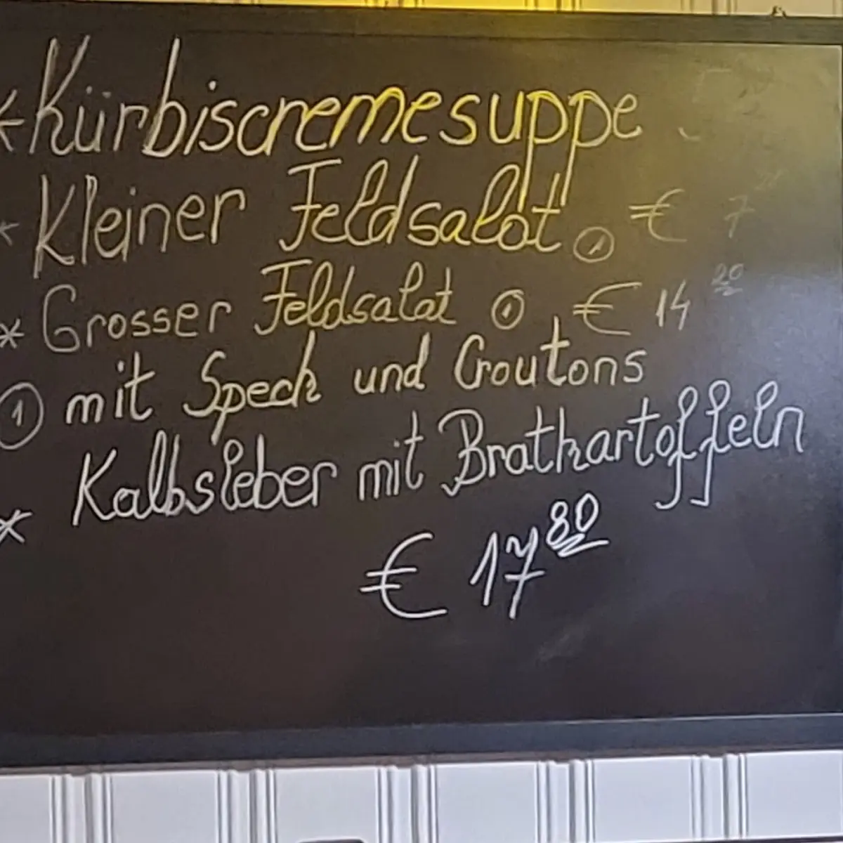 Speisekarte, Alte Münz