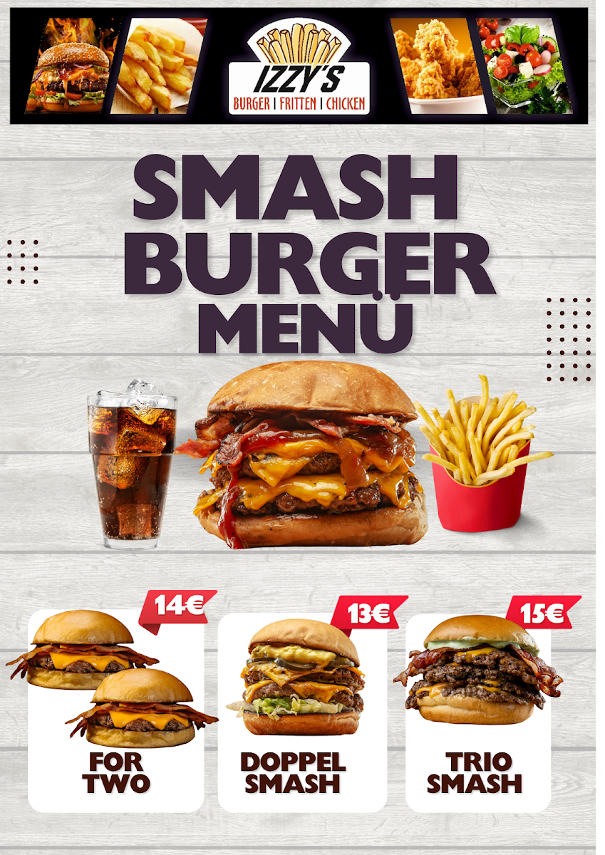 Speisekarte, Izzy's Chicken & Burger