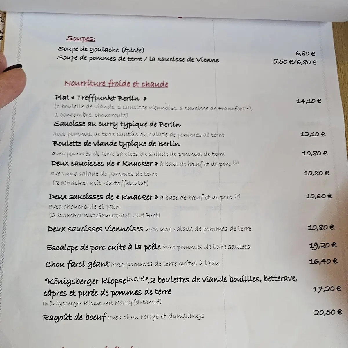 Speisekarte photo 2