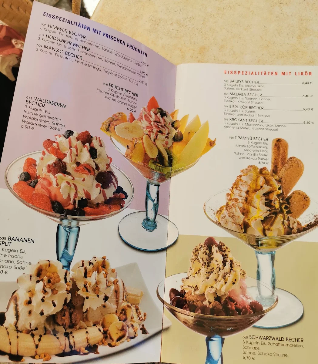 Speisekarte, Eiscafé Pierrot