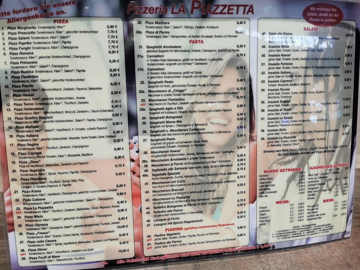 Speisekarte, La Piazzetta