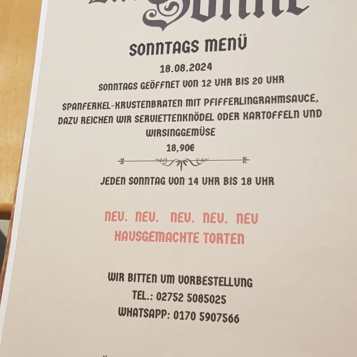 Speisekarte photo 3