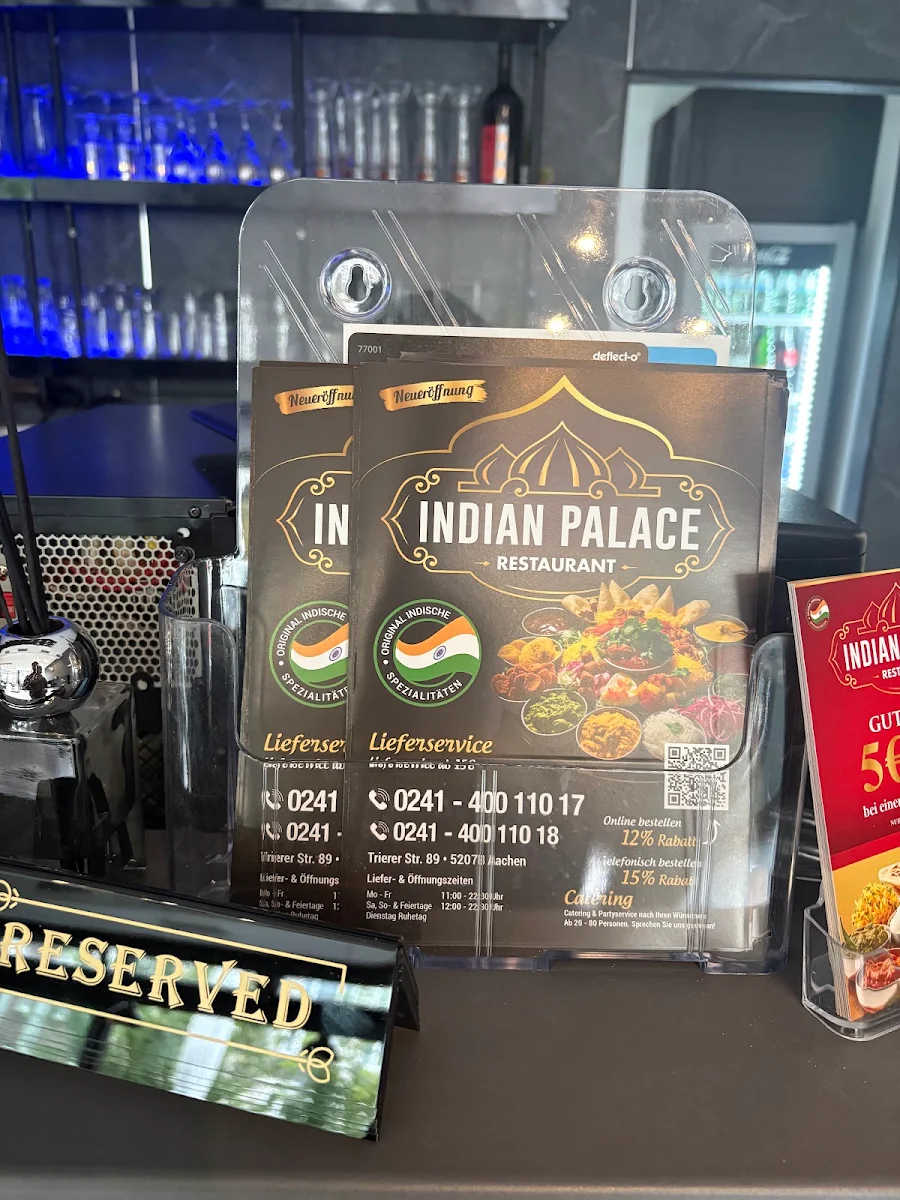 Speisekarte, Indian Palace Restaurant