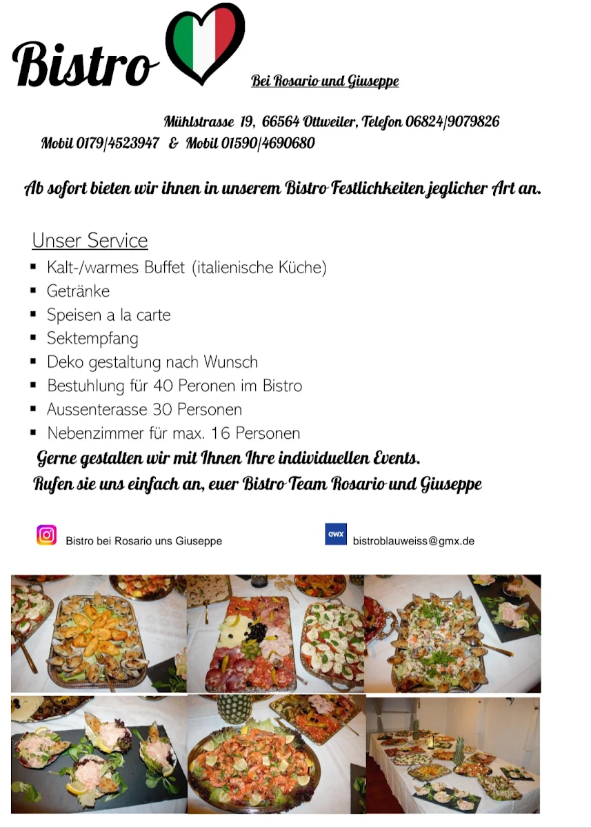 Speisekarte, Bistro Blau-Weiß... Casa de Pepe