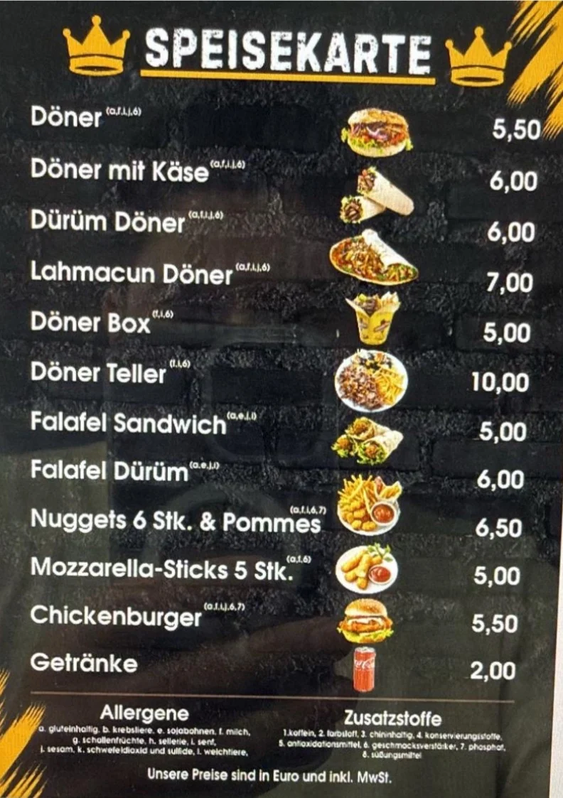 Speisekarte, Bra‘s Döner Marburg