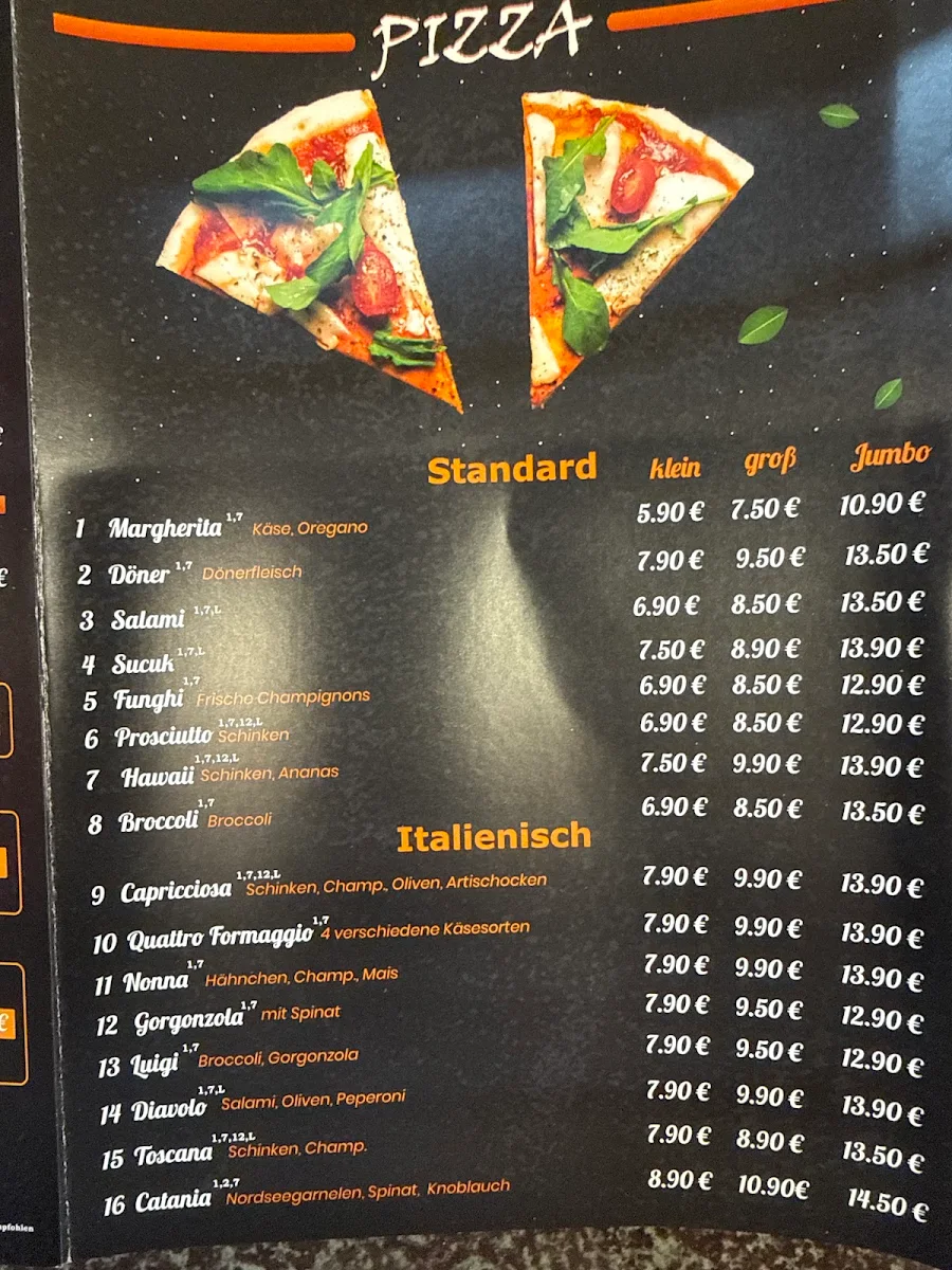 Speisekarte, Pizzeria La Rustica (Steinofen)