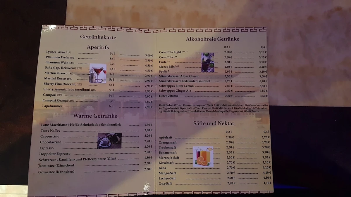 Speisekarte, Kaiser Paradies