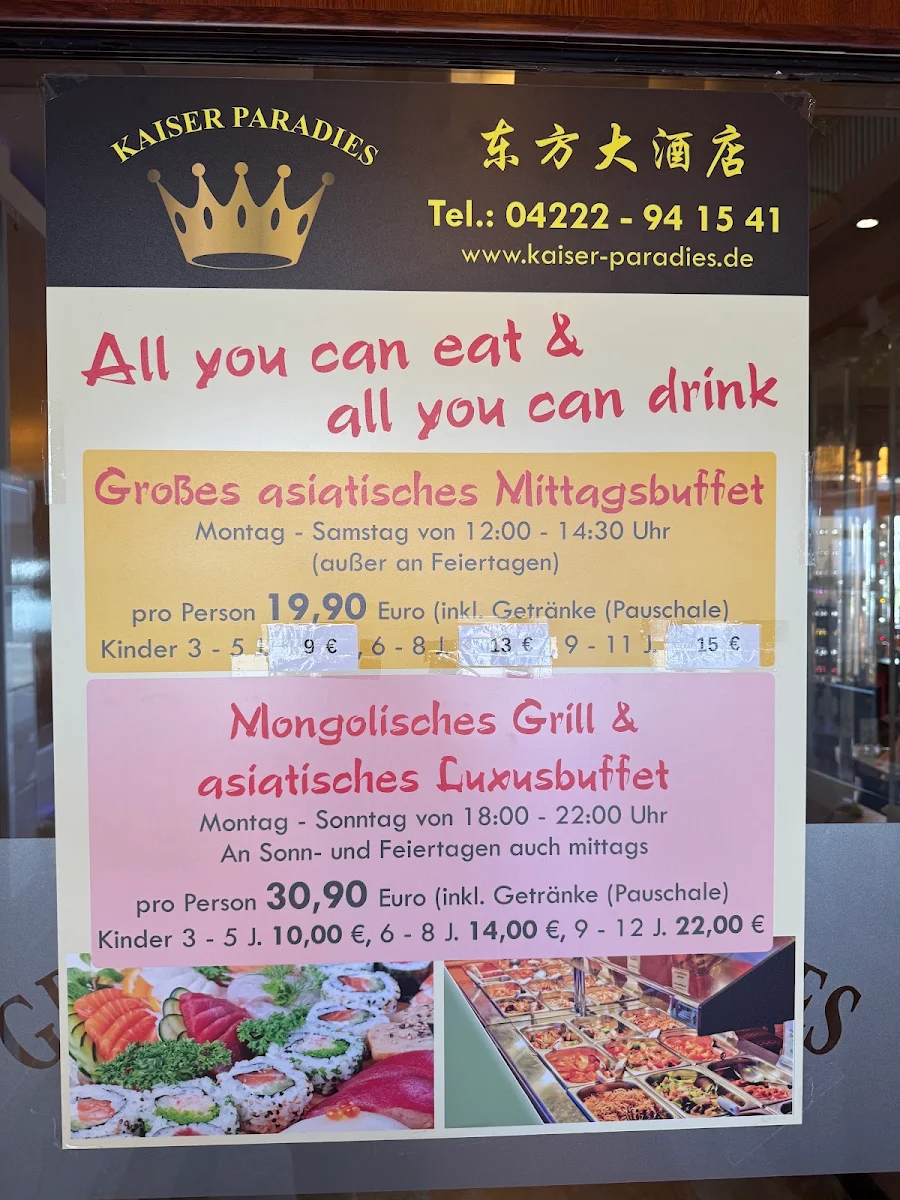 Speisekarte, Kaiser Paradies