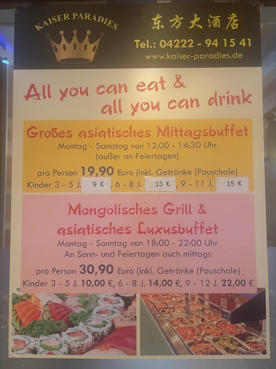 Speisekarte, Kaiser Paradies